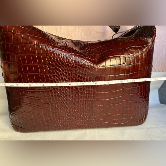 Lauren Ralph Lauren Croc Embossed Leather Shoulder Bag with Gold Hardware - Picture 6 of 8